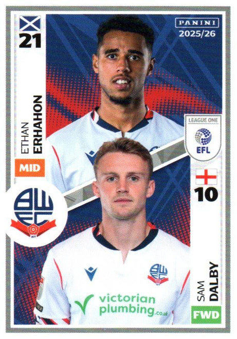 #515 Ethan Erhahon/ Sam Dalby (Bolton Wanderers) Panini EFL 2025/26 Sticker Collection