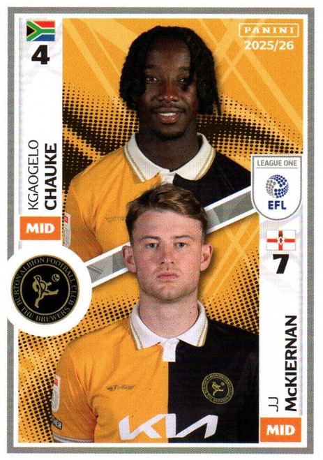 #529 Kgaogelo Chauke/ JJ McKiernan (Burton Albion) Panini EFL 2025/26 Sticker Collection