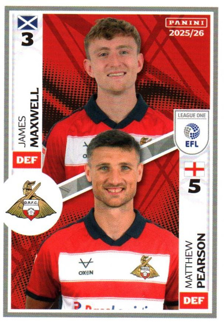 #543 James Maxwell/ Matthew Pearson (Doncaster Rovers) Panini EFL 2025/26 Sticker Collection
