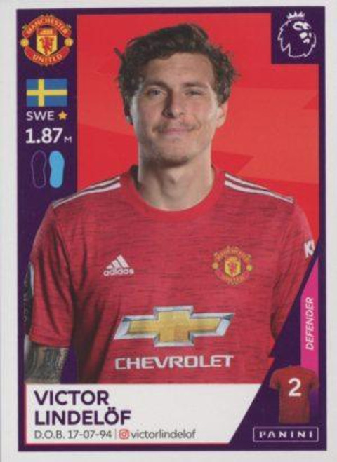 #414 Victor Lindelof (Manchester United) Panini Premier League 2021 Sticker Collection