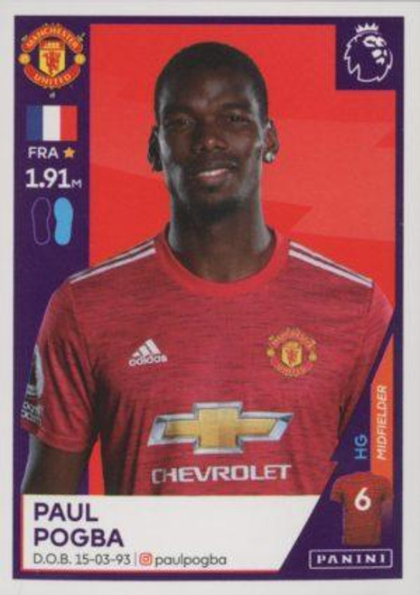 #420 Paul Pogba (Manchester United) Panini Premier League 2021 Sticker Collection