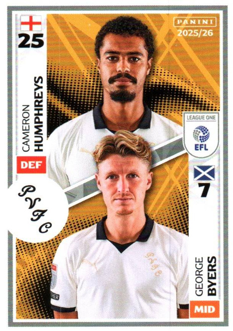 #625 Cameron Humphreys/ George Byers (Port Vale) Panini EFL 2025/26 Sticker Collection