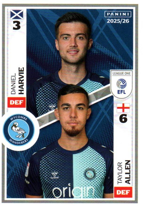 #671 Daniel Harvie/ Taylor Allen (Wycombe Wanderers) Panini EFL 2025/26 Sticker Collection