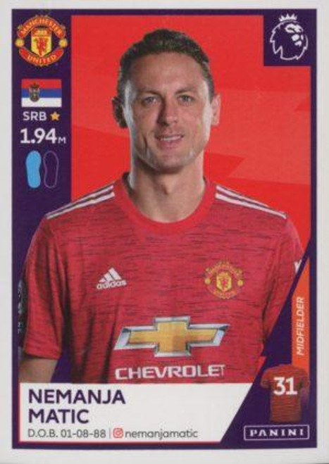 #427 Nemanja Matic (Manchester United) Panini Premier League 2021 Sticker Collection