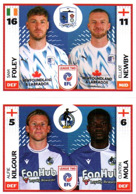 #705A Foley/ Newby (Barrow)/ 706A Kilgour/ Mola (Brist Rovs) Panini EFL 2025/26 Sticker Collection
