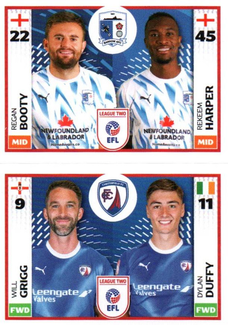 #705B Booty/ Harper (Barrow)/ 724A Grigg/ Duffy (Chesterfield) Panini EFL 2025/26 Sticker Collection