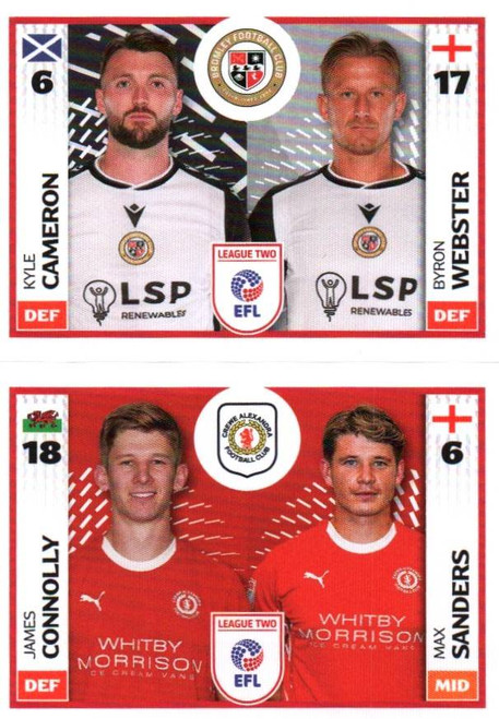 #711B Cameron/ Webster (Bromley)/ 737A Connolly/ Sanders (Crewe) Panini EFL 2025/26 Sticker Collection
