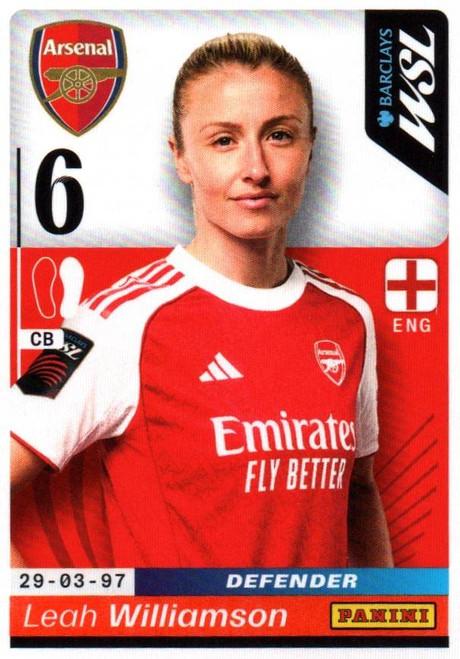 #44 Leah Williamson (Arsenal) Panini Women's Super League 2026 Sticker Collection