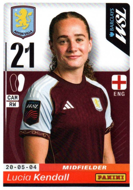 #84 Lucia Kendall (Aston Villa) Panini Women's Super League 2026 Sticker Collection