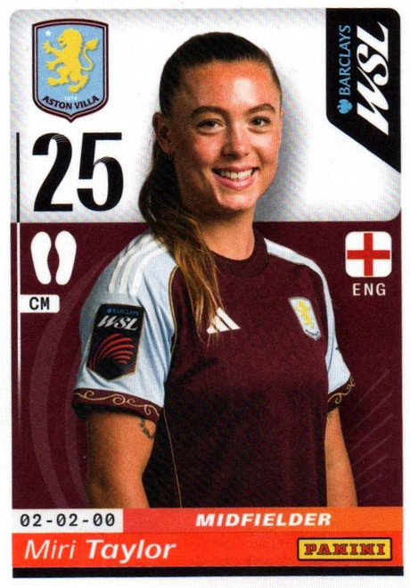 #85 Miri Taylor (Aston Villa) Panini Women's Super League 2026 Sticker Collection