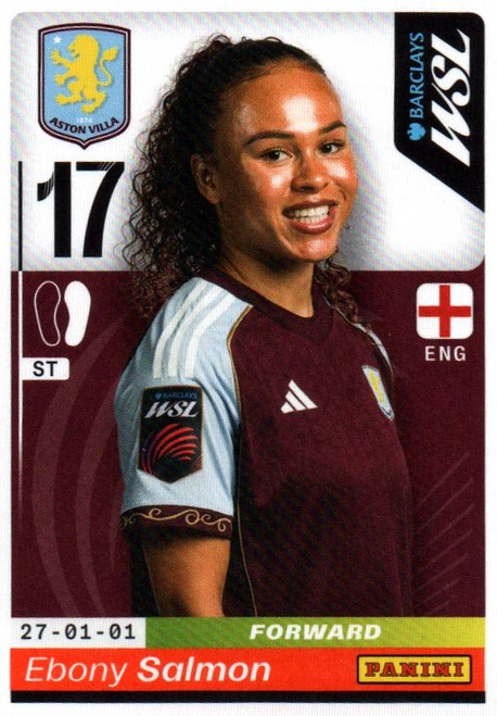 #89 Ebony Salmon (Aston Villa) Panini Women's Super League 2026 Sticker Collection