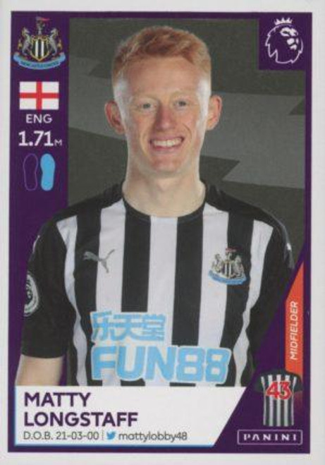 #449 Matty Longstaff (Newcastle United) Panini Premier League 2021 Sticker Collection