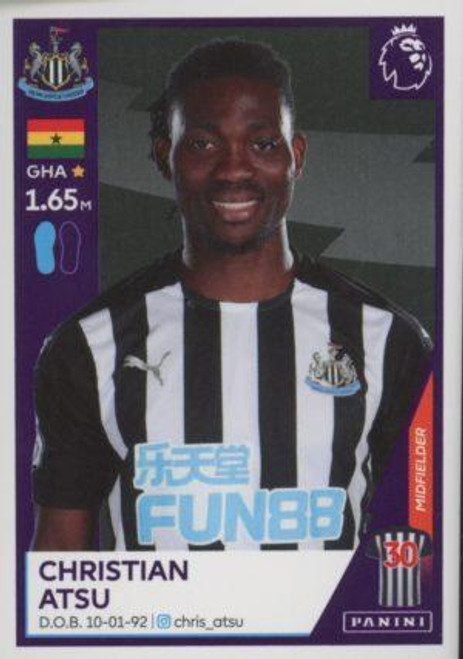#457 Christian Atsu (Newcastle United) Panini Premier League 2021 Sticker Collection
