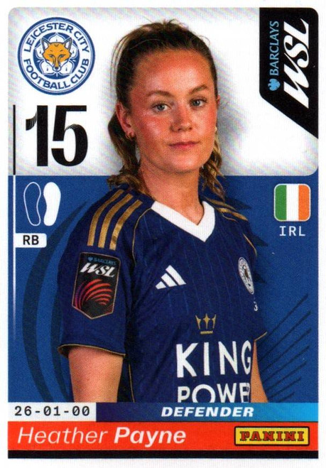 #208 Heather Payne (Leicester City) Panini Women's Super League 2026 Sticker Collection