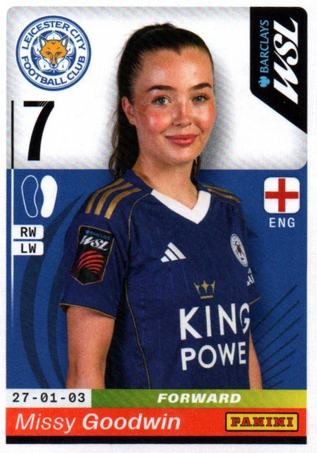 #217 Missy Goodwin (Leicester City) Panini Women's Super League 2026 Sticker Collection