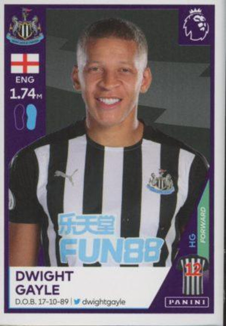 #462 Dwight Gayle (Newcastle United) Panini Premier League 2021 Sticker Collection