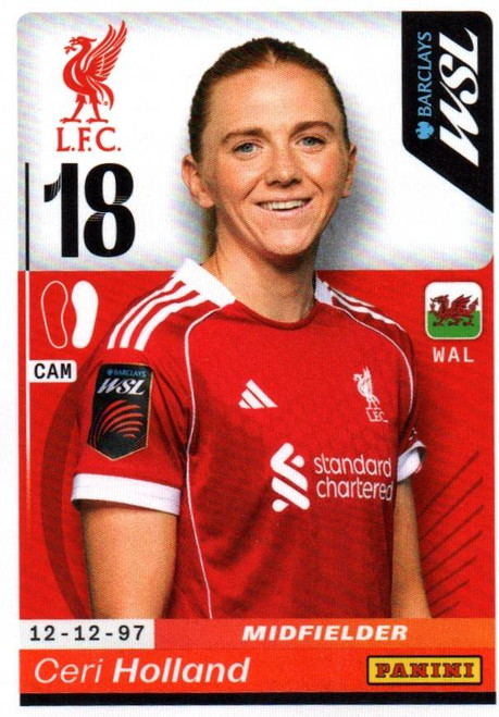 #261 Ceri Holland (Liverpool) Panini Women's Super League 2026 Sticker Collection