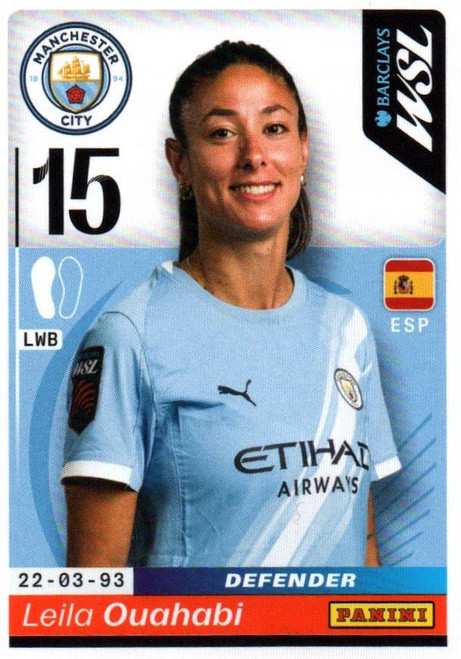 #320 Leila Ouahabi (Manchester City) Panini Women's Super League 2026 Sticker Collection