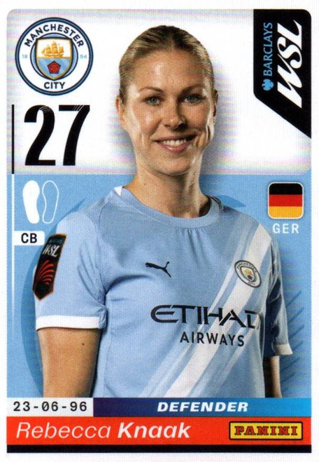 #322 Rebecca Knaak (Manchester City) Panini Women's Super League 2026 Sticker Collection