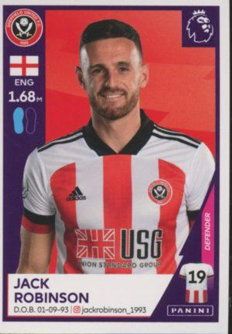 #478 Jack Robinson (Sheffield United) Panini Premier League 2021 Sticker Collection