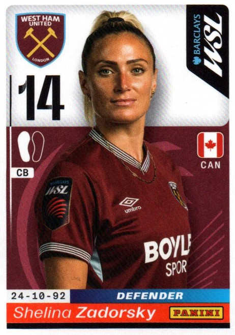 #419 Shelina Zadorsky (West Ham United) Panini Women's Super League 2026 Sticker Collection