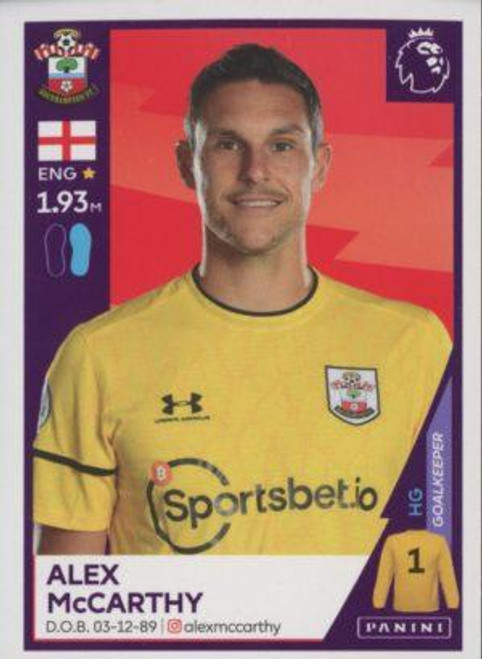 #499 Alex McCarthy (Southampton) Panini Premier League 2021 Sticker Collection