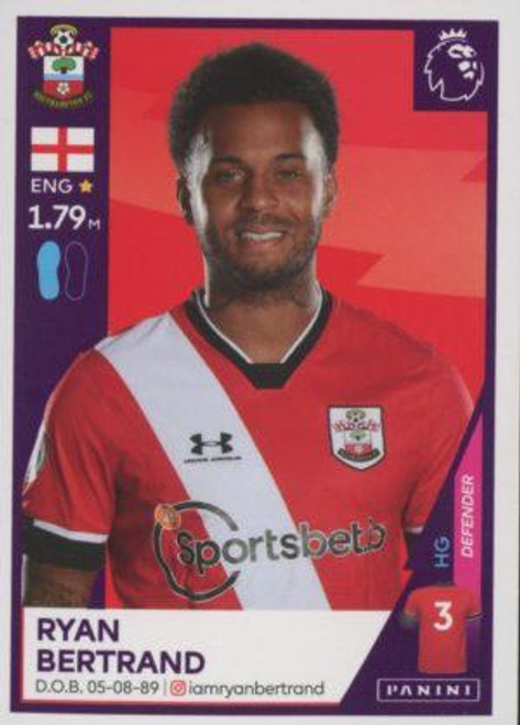 #502 Ryan Bertrand (Southampton) Panini Premier League 2021 Sticker Collection