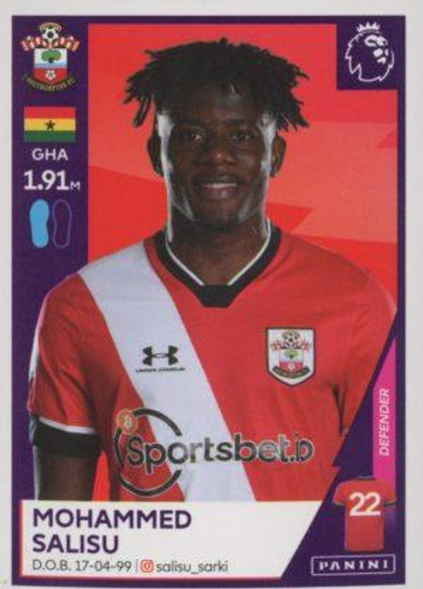 #506 Mohammed Salisu (Southampton) Panini Premier League 2021 Sticker Collection