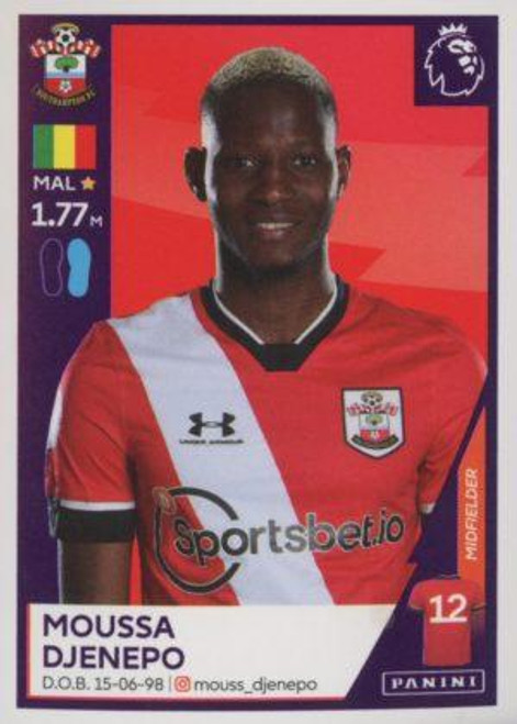 #512 Moussa Djenepo (Southampton) Panini Premier League 2021 Sticker Collection