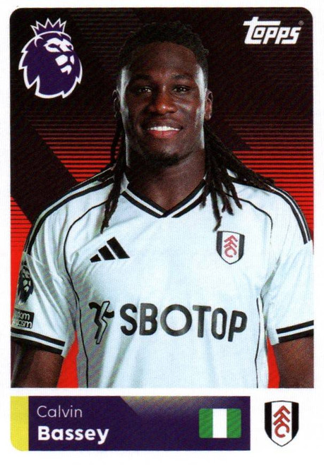 #256 Calvin Bassey (Fulham) Topps Premier League Stickers 2026