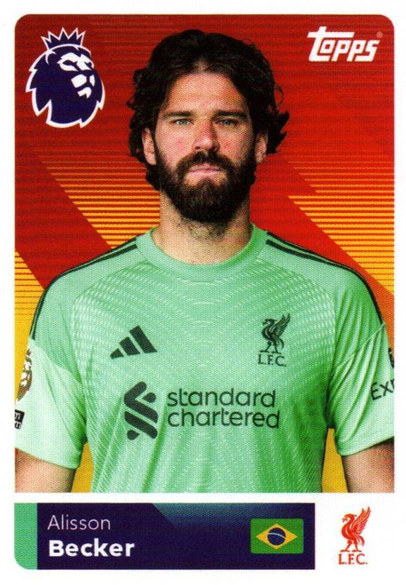 #321 Alisson Becker (Liverpool) Topps Premier League Stickers 2026