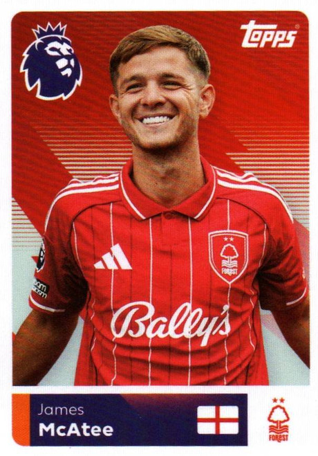 #434 James McAtee (Nottingham Forest) Topps Premier League Stickers 2026