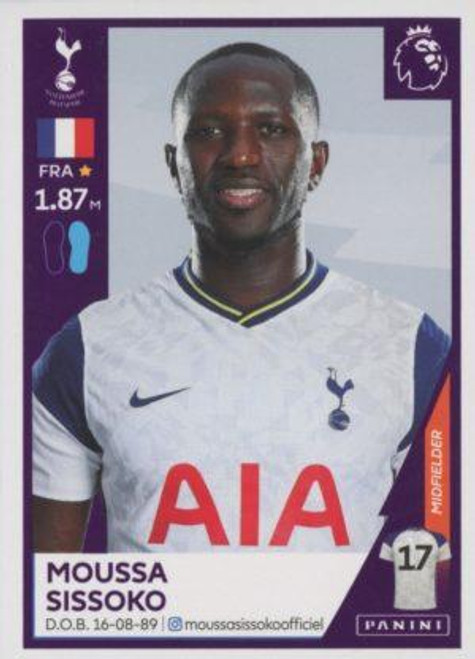 #540 Moussa Sissoko (Tottenham Hotspur) Panini Premier League 2021 Sticker Collection