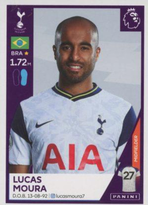 #543 Lucas Moura (Tottenham Hotspur) Panini Premier League 2021 Sticker Collection