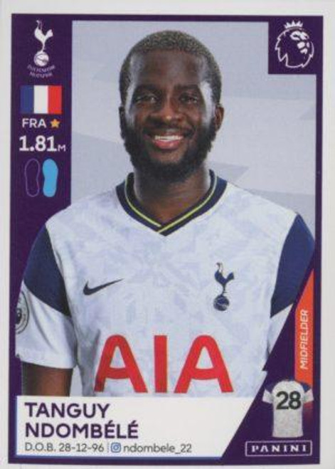 #544 Tanguy Ndombele (Tottenham Hotspur) Panini Premier League 2021 Sticker Collection