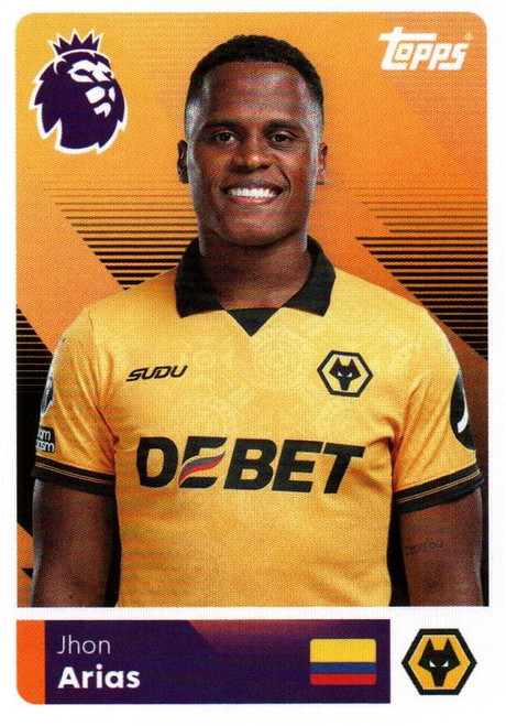 #542 Jhon Arias (Wolverhampton Wanderers) Topps Premier League Stickers 2026