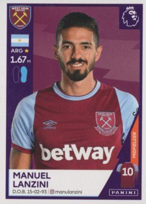 #598 Manuel Lanzini (West Ham United) Panini Premier League 2021 Sticker Collection