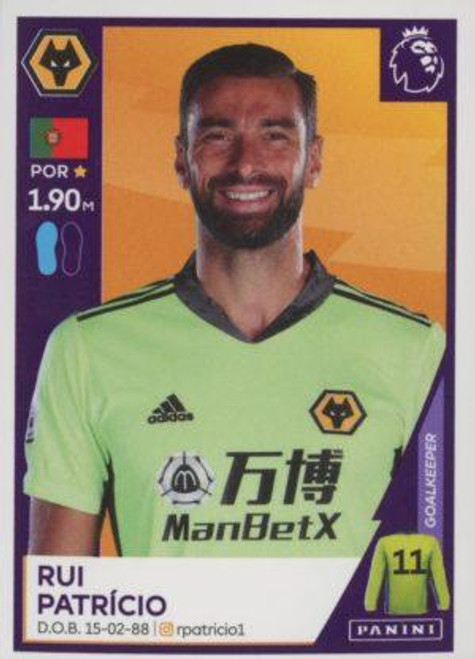 #615 Rui Patricio (Wolverhampton Wanderers) Panini Premier League 2021 Sticker Collection