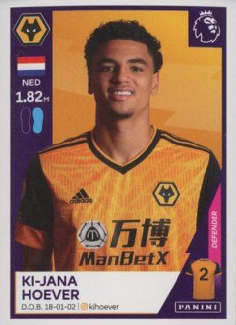 #617 Ki-Jana Hoever (Wolverhampton Wanderers) Panini Premier League 2021 Sticker Collection