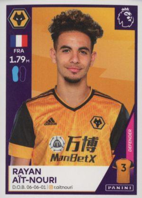 #618 Rayan Ait-Nouri (Wolverhampton Wanderers) Panini Premier League 2021 Sticker Collection
