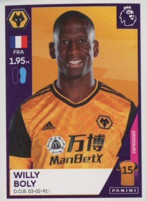#620 Willy Boly (Wolverhampton Wanderers) Panini Premier League 2021 Sticker Collection