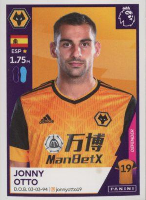 #622 Jonny Otto (Wolverhampton Wanderers) Panini Premier League 2021 Sticker Collection
