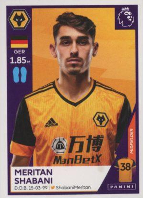 #632 Meritan Shabani (Wolverhampton Wanderers) Panini Premier League 2021 Sticker Collection