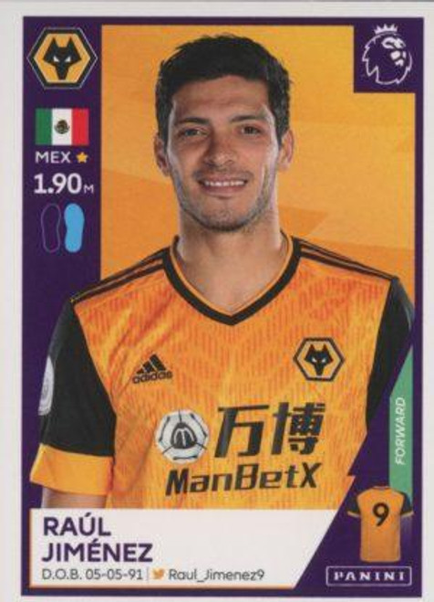 #634 Raul Jimenez (Wolverhampton Wanderers) Panini Premier League 2021 Sticker Collection