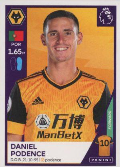 #635 Daniel Podence (Wolverhampton Wanderers) Panini Premier League 2021 Sticker Collection