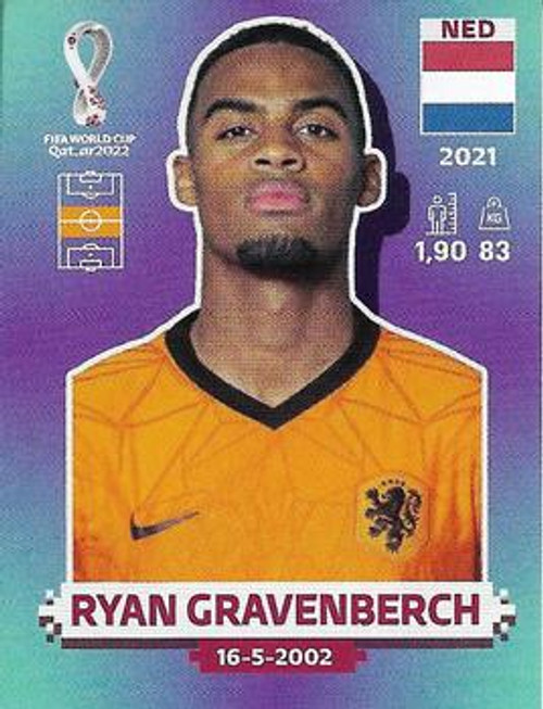 #NED12 Ryan Gravenberch (Netherlands) Panini Qatar 2022 World Cup Sticker Collection #NED12 Ryan Gravenberch (Netherlands) Panini Qatar 2022 World Cup Sticker Collection