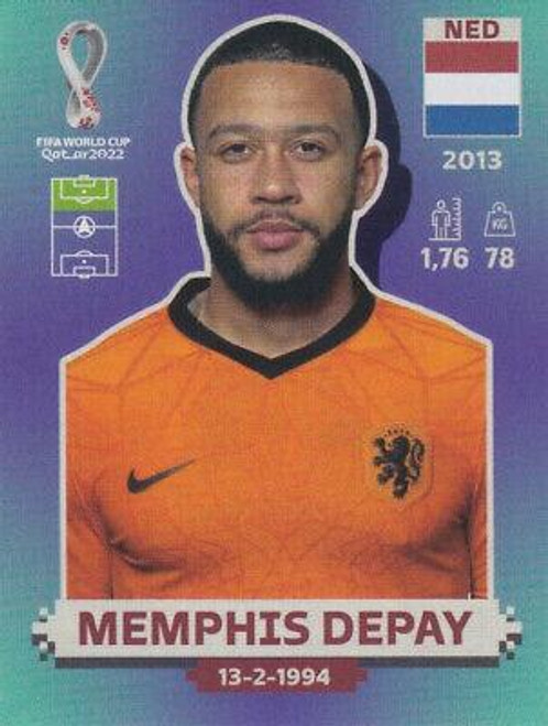 #NED18 Memphis Depay (Netherlands) Panini Qatar 2022 World Cup Sticker Collection #NED18 Memphis Depay (Netherlands) Panini Qatar 2022 World Cup Sticker Collection