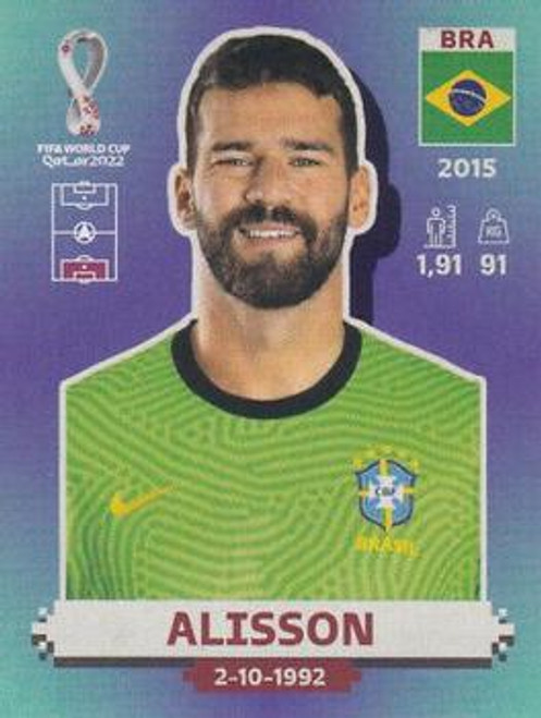 #BRA3 Alisson (Brazil) Panini Qatar 2022 World Cup Sticker Collection #BRA3 Alisson (Brazil) Panini Qatar 2022 World Cup Sticker Collection
