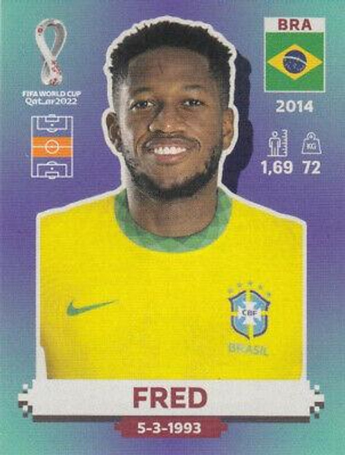 #BRA13 Fred (Brazil) Panini Qatar 2022 World Cup Sticker Collection #BRA13 Fred (Brazil) Panini Qatar 2022 World Cup Sticker Collection