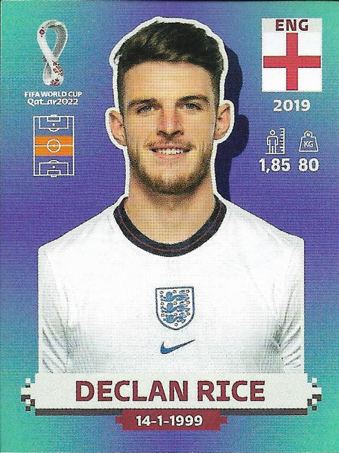#ENG16 Declan Rice (England) Panini Qatar 2022 World Cup Sticker Collection #ENG16 Declan Rice (England) Panini Qatar 2022 World Cup Sticker Collection